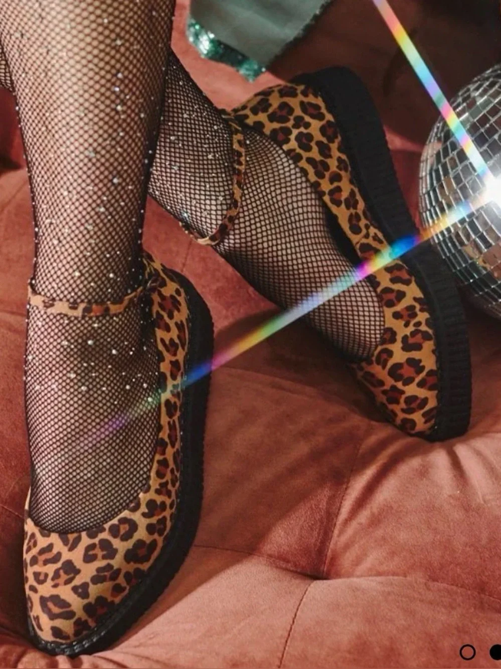 TUK Leopard Pointed Toe Ankle Strap Creeper